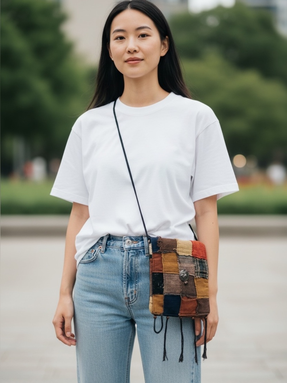 Patchwork Crossbody Bag Multicolor Hippie Boho Casual Women’s Shoulder Purse